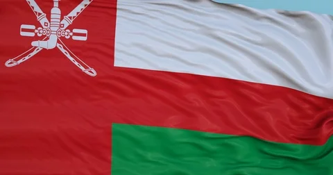 Seamlessly Looping flag for Oman, blowing beautifully in the wind. Slo-Motion. Stock Footage 80976724
