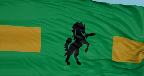 Seamlessly Looping flag for Owaqua, blowing beautifully in the wind. Slo-Motion. Stock Footage 80976379