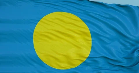 Seamlessly Looping flag for Palau, blowing beautifully in the wind. Slo-Motion. Video stock 80975246
