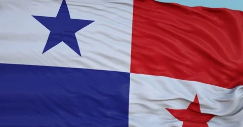 Seamlessly Looping flag for Panama, blowing beautifully in the wind. Slo-Motion. Stock Footage 80977486