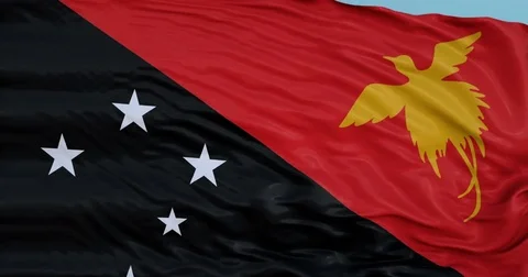 Seamlessly Looping flag for Papua New Guinea, blowing beautifully in the wind. Stock Footage 80977037