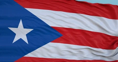 Seamlessly Looping flag for Puerto Rico, blowing beautifully in the wind. Stock Footage 80976553