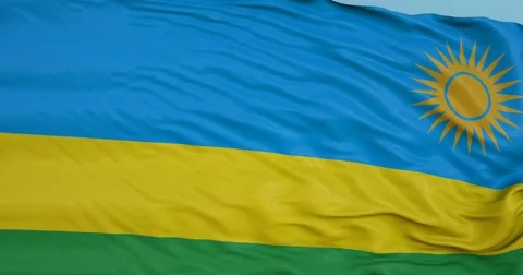 Seamlessly Looping flag for Rwanda, blowing beautifully in the wind. Slo-Motion. Stock Footage 80975900