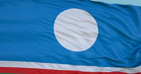 Seamlessly Looping flag for Sakha, blowing beautifully in the wind. Slo-Motion. Vídeos de archivo 80976865