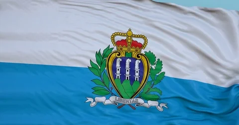 Seamlessly Looping flag for San Marino , blowing beautifully in the wind. Stock Footage 80977938