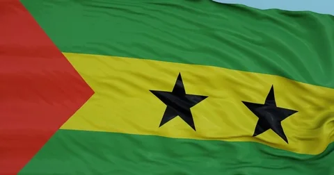 Seamlessly Looping flag for Sao Tome Principe, blowing beautifully in the wind. Stock Footage 80976214