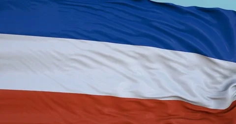 Seamlessly Looping flag for Serbia, blowing beautifully in the wind. Slo-Motion. Stock Footage 80976944