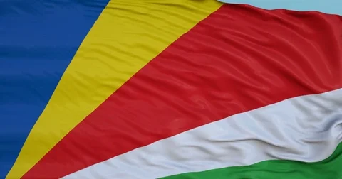 Seamlessly Looping flag for Seychelles, blowing beautifully in the wind. Vídeo Stock 80976208