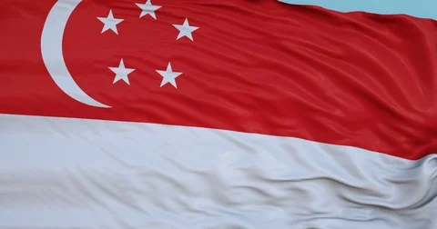 Seamlessly Looping flag for Singapore, blowing beautifully in the wind. Stock Footage 80975818