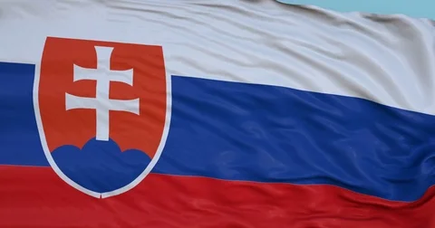 Seamlessly Looping flag for Slovak Republic, blowing beautifully in the wind. Stock Footage 80976909