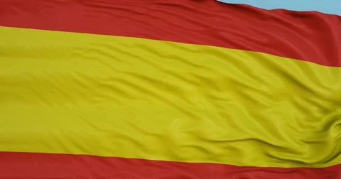Seamlessly Looping flag for Spain , blowing beautifully in the wind. Slo-Motion. Stock Footage 80976947