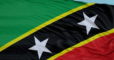 Seamlessly Looping flag for St Kitts Nevis, blowing beautifully in the wind. Stock-Footage 80975412
