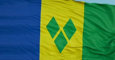 Seamlessly Looping flag for St Vincent Grenadines, blowing beautifully in the Stock Footage 80976118