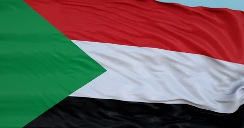 Seamlessly Looping flag for Sudan, blowing beautifully in the wind. Slo-Motion. Stock Footage 80977281