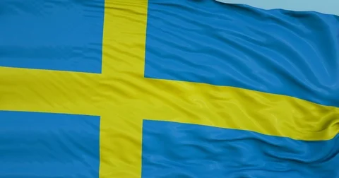 Seamlessly Looping flag for Sweden, blowing beautifully in the wind. Slo-Motion. Stock Footage 80977155