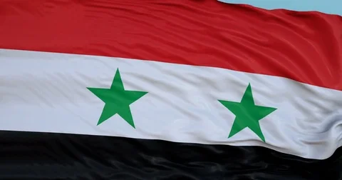 Seamlessly Looping flag for Syria, blowing beautifully in the wind. Slo-Motion. Vídeo Stock 80976191