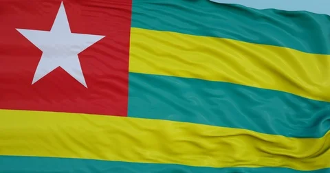 Seamlessly Looping flag for Togo, blowing beautifully in the wind. Slo-Motion. Stock Footage 80976700