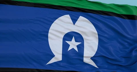 Seamlessly Looping flag for Torres Strait Islands, blowing beautifully in the Stock Footage 80976277