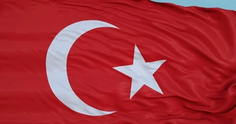 Seamlessly Looping flag for Turkey, blowing beautifully in the wind. Slo-Motion. Vídeos de archivo 80975242