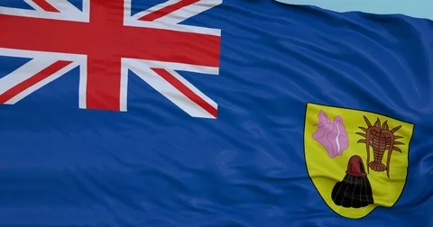 Seamlessly Looping flag for Turks, blowing beautifully in the wind. Slo-Motion. Stock Footage 80977198