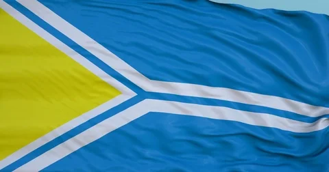 Seamlessly Looping flag for Tuva, blowing beautifully in the wind. Slo-Motion. 動画素材 80977392