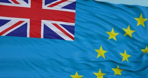 Seamlessly Looping flag for Tuvalu, blowing beautifully in the wind. Slo-Motion. Stock-Footage 80976325