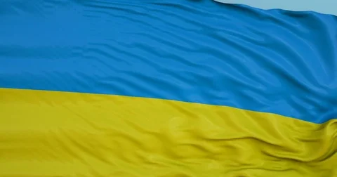 Seamlessly Looping flag for Ukraine, blowing beautifully in the wind. Stock Footage 80977083