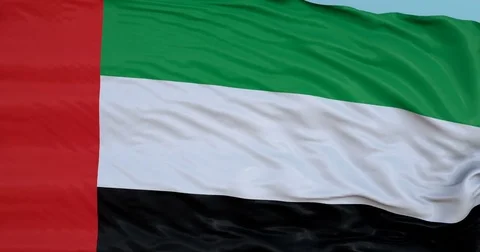 Seamlessly Looping flag for United Arab Emirates, blowing beautifully in the Stock Footage 80977365