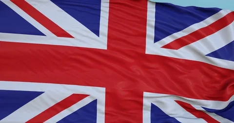 Seamlessly Looping flag for United Kingdom, blowing beautifully in the wind. Vídeo Stock 80975945