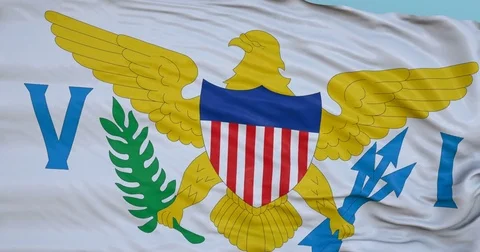 Seamlessly Looping flag for Us Virgin Islands, blowing beautifully in the wind. Stock Footage 80976376