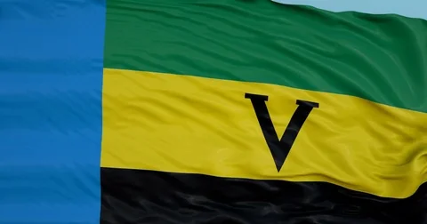 Seamlessly Looping flag for Venda, blowing beautifully in the wind. Slo-Motion. Vídeo Stock 80975414