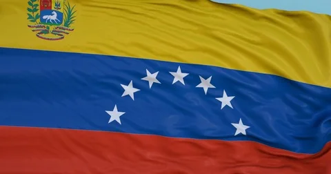 Seamlessly Looping flag for Venezuela , blowing beautifully in the wind. Stock Footage 80975334