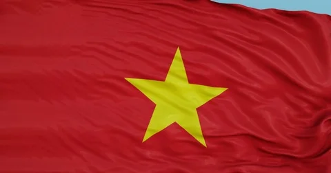 Seamlessly Looping flag for Vietnam, blowing beautifully in the wind. Stock Footage 80976772