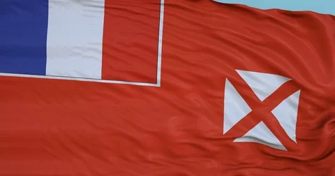 Seamlessly Looping flag for Wallis Futuna, blowing beautifully in the wind. Stock Footage 80975599