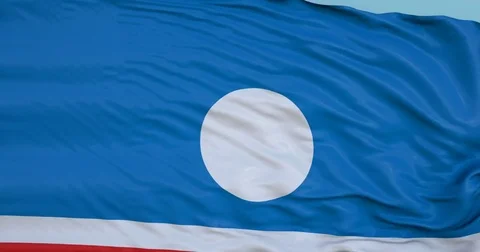 Seamlessly Looping flag for Yakutia, blowing beautifully in the wind. Video stock 80975593