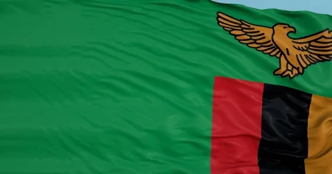 Seamlessly Looping flag for Zambia, blowing beautifully in the wind. Slo-Motion. Stock Footage 80975673