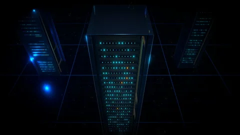 Seamlessly looping high angle surveillance view over an active data pool, 4K Stock Footage 336894823