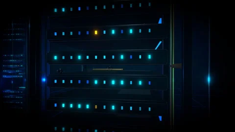 Seamlessly looping macro shot of a glowing motherboard core and data nodes, 4K Stock Footage 336894830