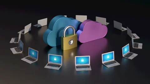 Seamlessly looping secure cloud computing concept Stock Footage 40804231