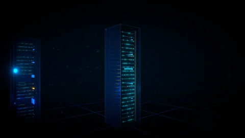 Seamlessly looping wide establishing shot of a liquid submersion data vault, 4K Stock Footage 336894788