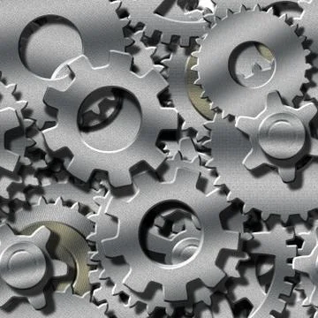 Seamlessly repeatable 3 dimensional metal gears Illustrazione stock