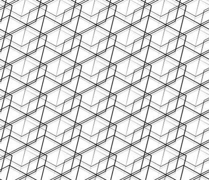 Seamlessly repeatable abstract, monochrome grid, mesh pattern. Editable vecto Illustrazione stock