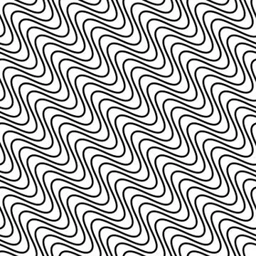 Seamlessly repeatable geometric monochrome pattern with distorted lines Stock Illustration