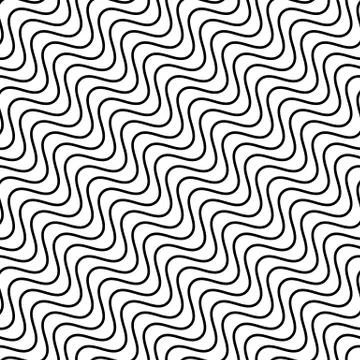 Seamlessly repeatable geometric monochrome pattern with distorted lines Stock Illustration