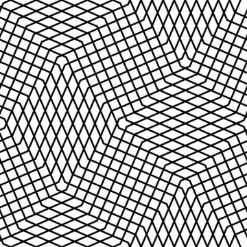Seamlessly repeatable geometric monochrome pattern with distorted lines Stock Illustration