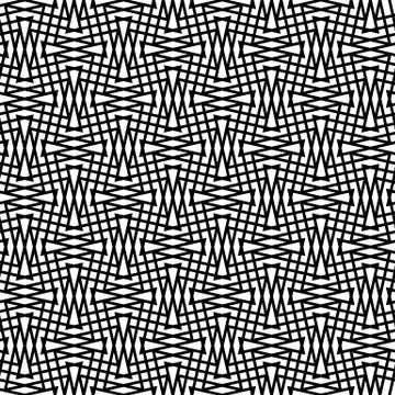 Seamlessly repeatable geometric monochrome pattern with distorted lines Stock Illustration