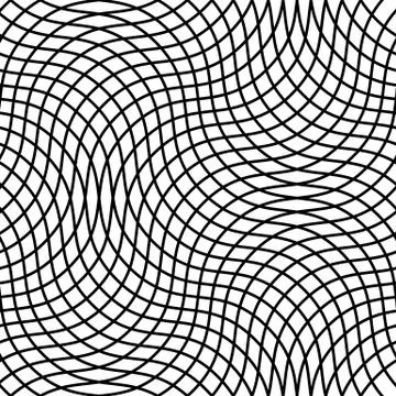 Seamlessly repeatable geometric monochrome pattern with distorted lines Stock Illustration