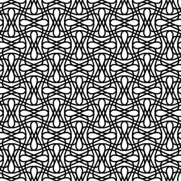 Seamlessly repeatable geometric monochrome pattern with distorted lines Stock Illustration