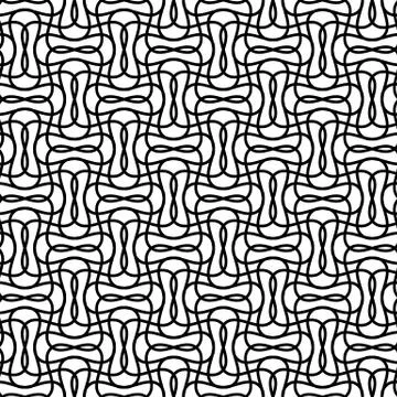 Seamlessly repeatable geometric monochrome pattern with distorted lines Stock Illustration