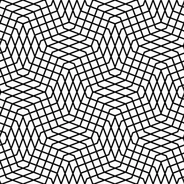 Seamlessly repeatable geometric monochrome pattern with distorted lines Illustrazione stock